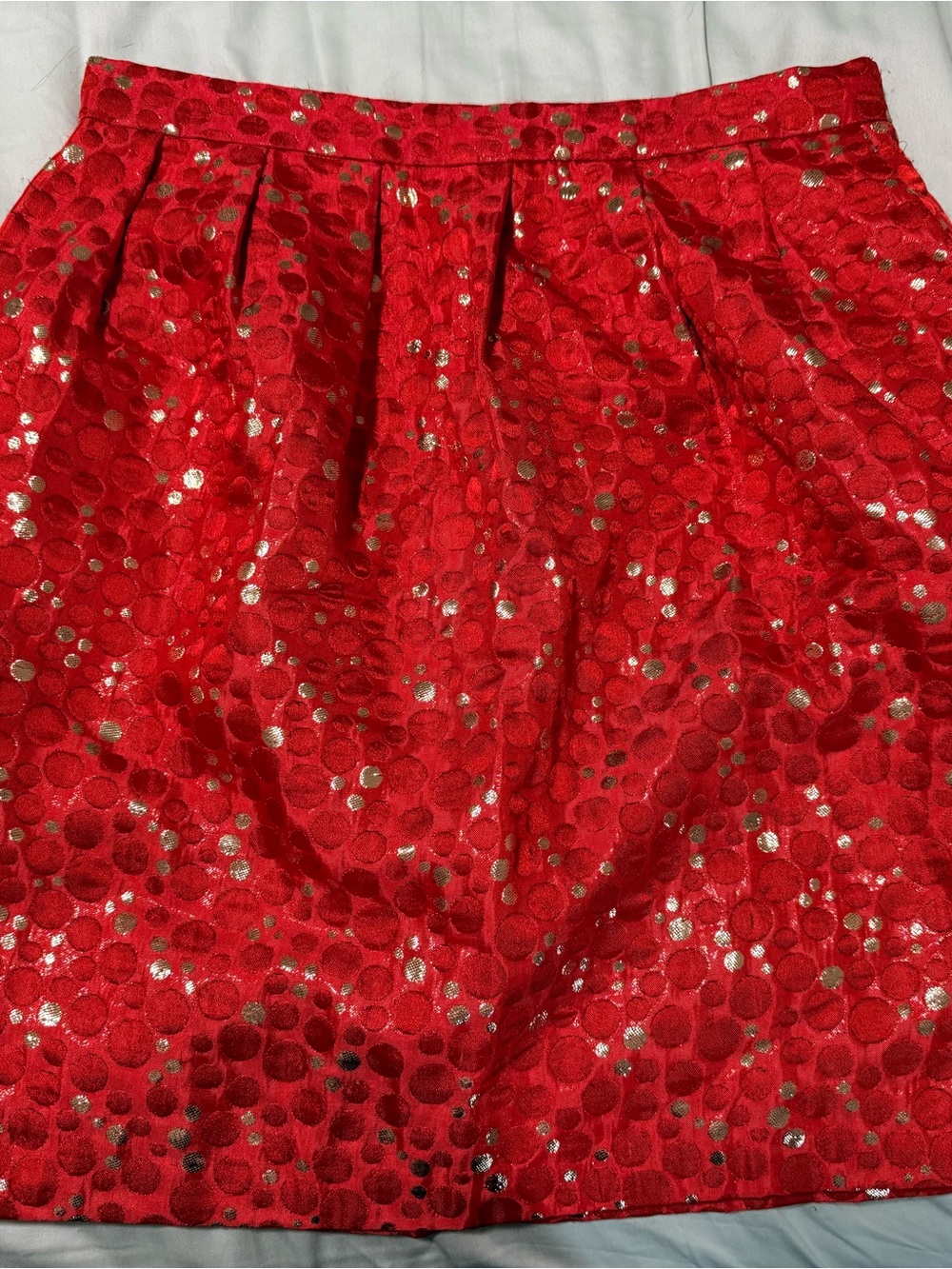 Classic Red Circle Skirt with Gold Detailing